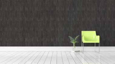 Modern parlak iç. 3D render