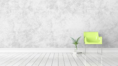 Modern parlak iç. 3D render