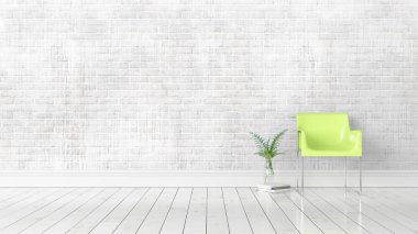 Modern parlak iç. 3D render