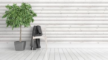 Modern parlak iç. 3D render