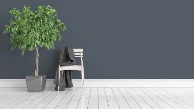 Modern parlak iç. 3D render