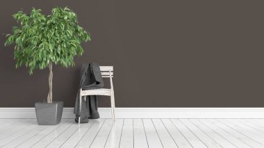 Modern parlak iç. 3D render