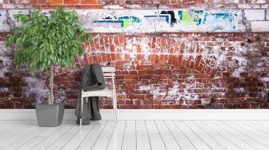 Modern parlak iç. 3D render