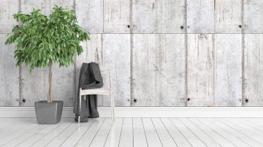 Modern parlak iç. 3D render