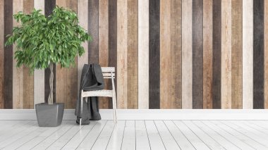 Modern parlak iç. 3D render