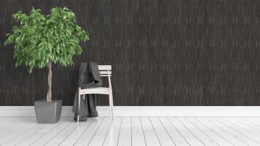 Modern parlak iç. 3D render