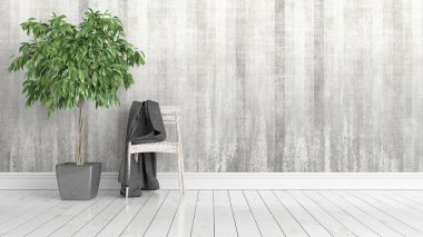 Modern parlak iç. 3D render