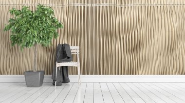 Modern parlak iç. 3D render