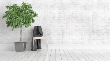 Modern parlak iç. 3D render