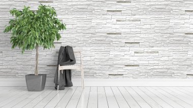 Modern parlak iç. 3D render