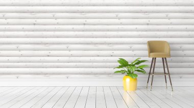 Modern parlak iç. 3D render