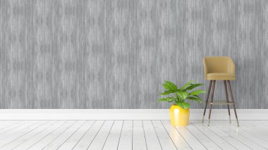 Modern parlak iç. 3D render