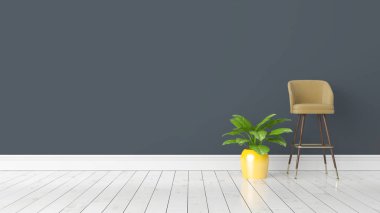 Modern parlak iç. 3D render