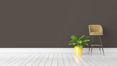 Modern parlak iç. 3D render