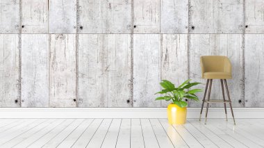 Modern parlak iç. 3D render