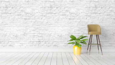 Modern parlak iç. 3D render