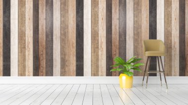 Modern parlak iç. 3D render