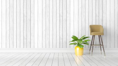 Modern parlak iç. 3D render