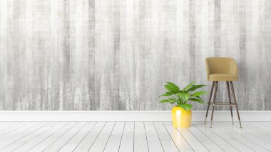 Modern parlak iç. 3D render