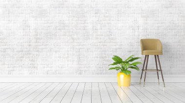 Modern parlak iç. 3D render