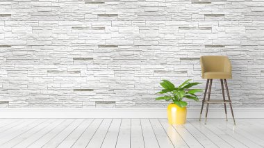 Modern parlak iç. 3D render