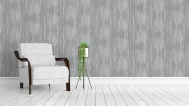 Modern parlak iç. 3D render