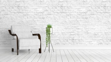 Modern parlak iç. 3D render