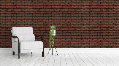 Modern parlak iç. 3D render