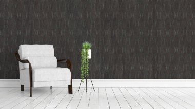 Modern parlak iç. 3D render