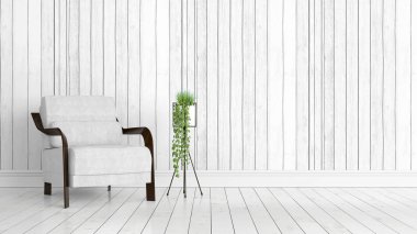 Modern parlak iç. 3D render