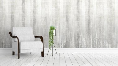 Modern parlak iç. 3D render