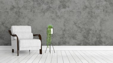 Modern parlak iç. 3D render