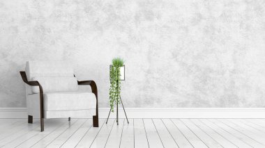 Modern parlak iç. 3D render