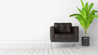 Modern parlak iç. 3D render