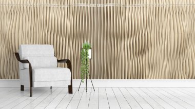 Modern parlak iç. 3D render