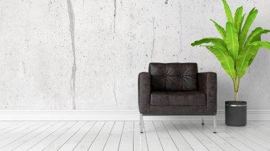 Modern parlak iç. 3D render