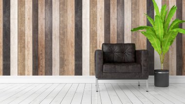 Modern parlak iç. 3D render