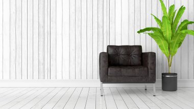 Modern parlak iç. 3D render