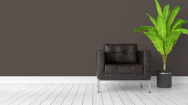 Modern parlak iç. 3D render