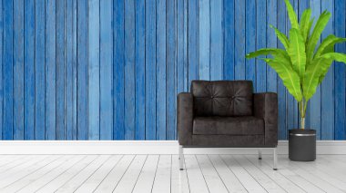 Modern parlak iç. 3D render