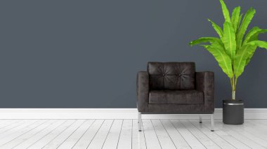 Modern parlak iç. 3D render