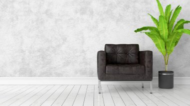 Modern parlak iç. 3D render