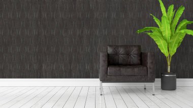 Modern parlak iç. 3D render