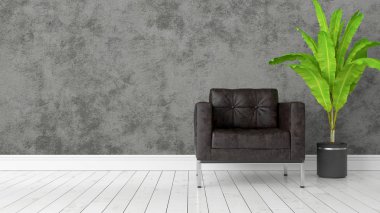 Modern parlak iç. 3D render