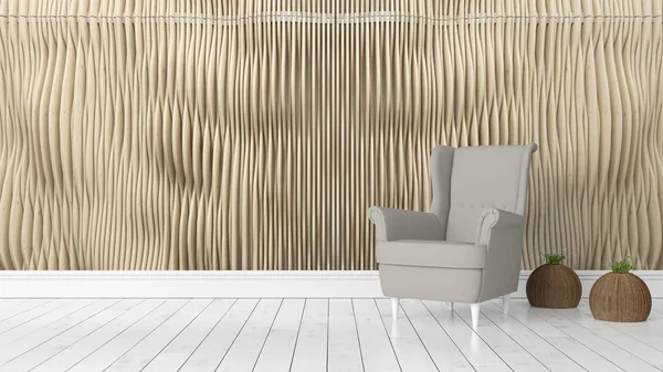 Modern parlak iç. 3D render