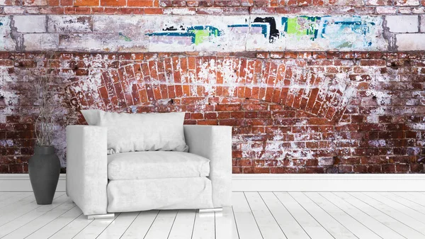 Modern parlak iç. 3D render