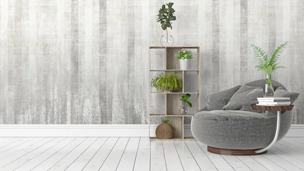 Modern parlak iç. 3D render