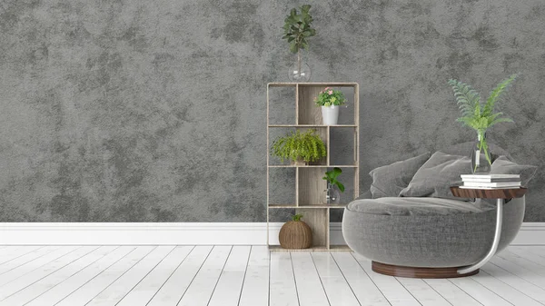 Modern parlak iç. 3D render