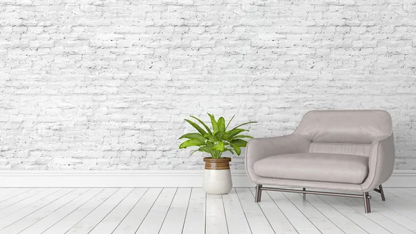 Modern parlak iç. 3D render