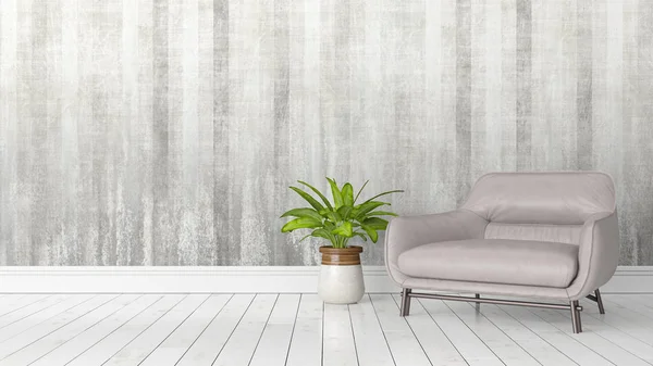 Modern parlak iç. 3D render